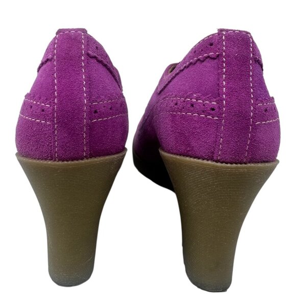 Dr. Martens Sita Purple Blackcurrant Suede Wingtip Brogue Wedge Platform Heels 8 - Picture 5 of 13